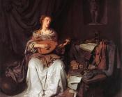 科内利斯贝加 - Woman Playing a Lute